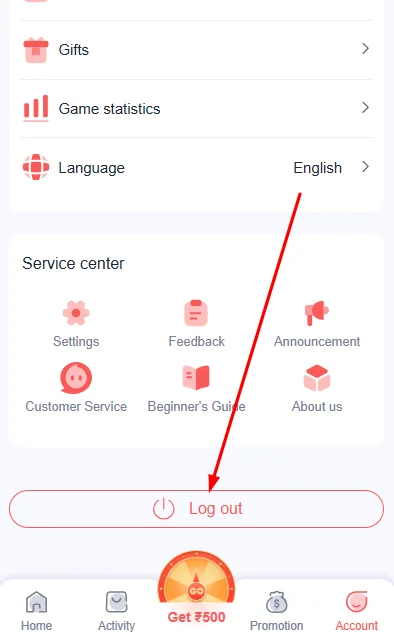Click on the log out option
